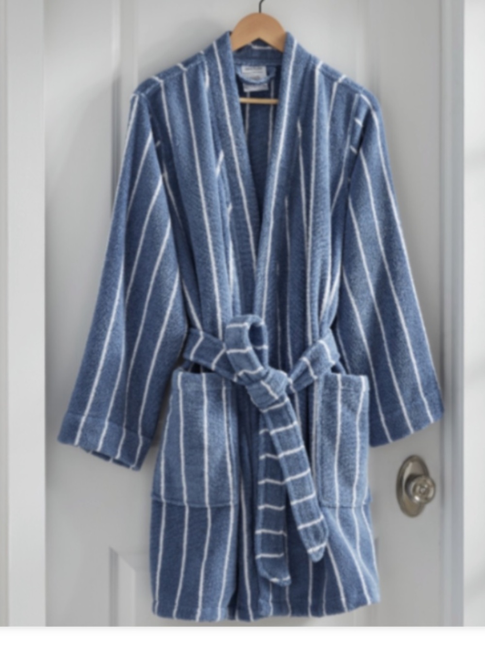 Arch Studio Women's Terry Bath Robe Blue/White Size S/M 21143